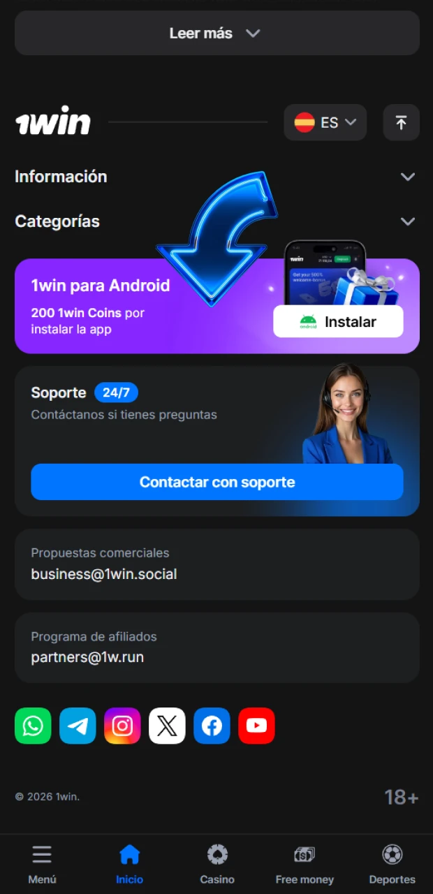 Descarga e instala la aplicación 1win para comenzar a jugar hoy.