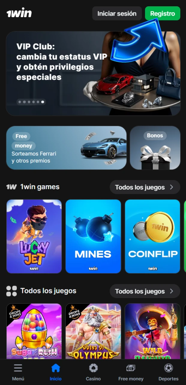 Crea tu cuenta para apostar en la aplicación 1win.