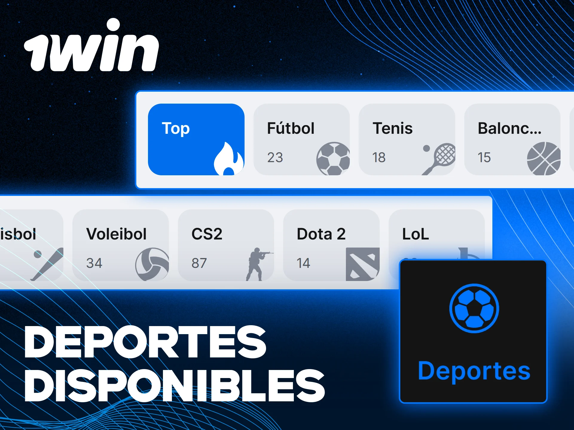 Apuesta en los deportes disponibles dentro de la aplicación 1win en Chile.
