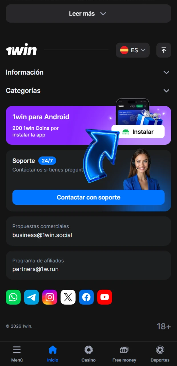 Obtén el archivo para instalar la aplicación 1win en Android.