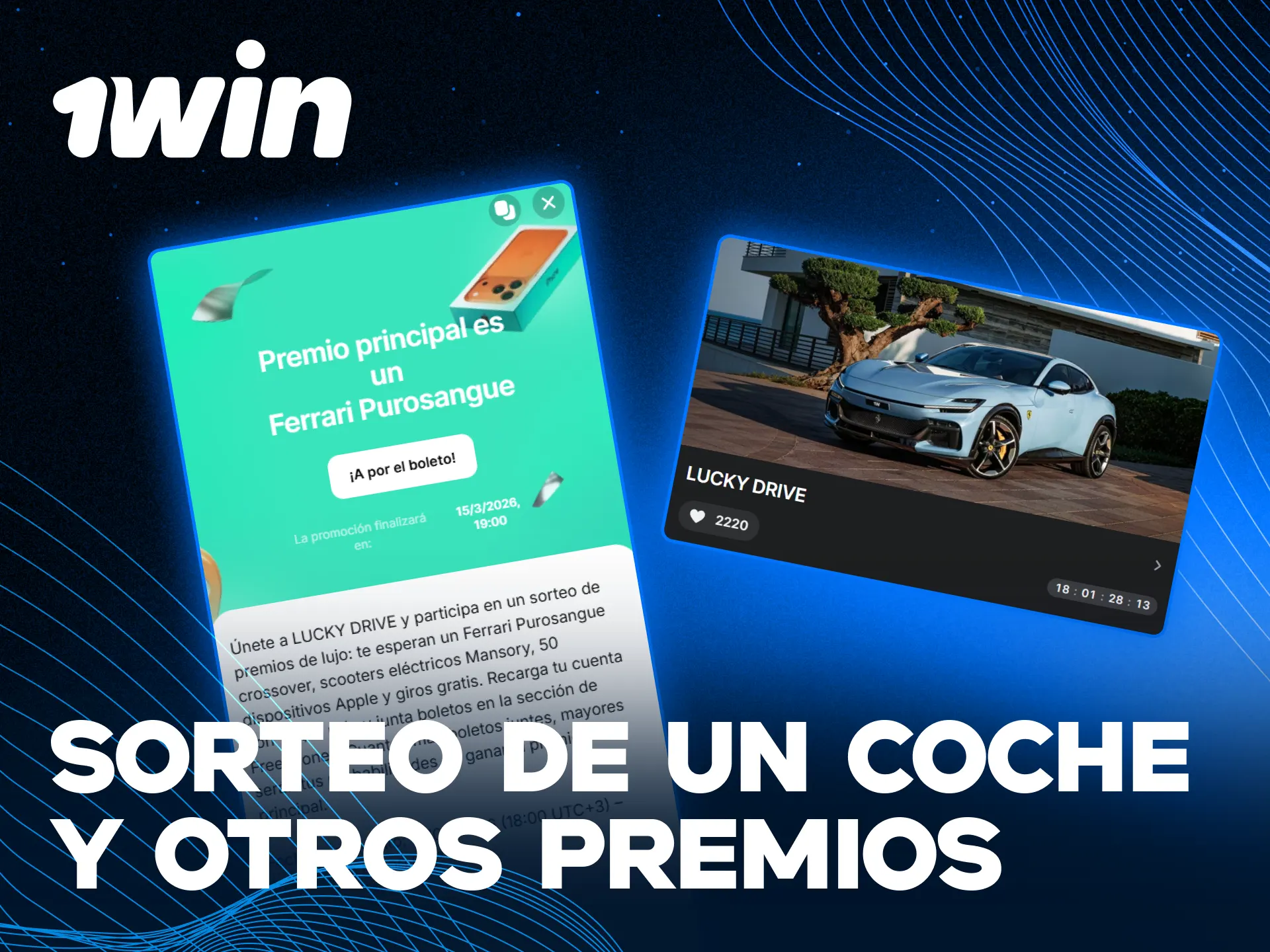 Gana premios de lujo participando en los sorteos de Free Money en 1win.