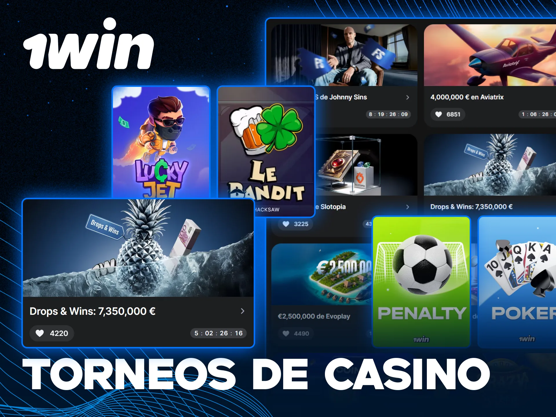Participa en los torneos competitivos de casino en 1win para obtener premios.