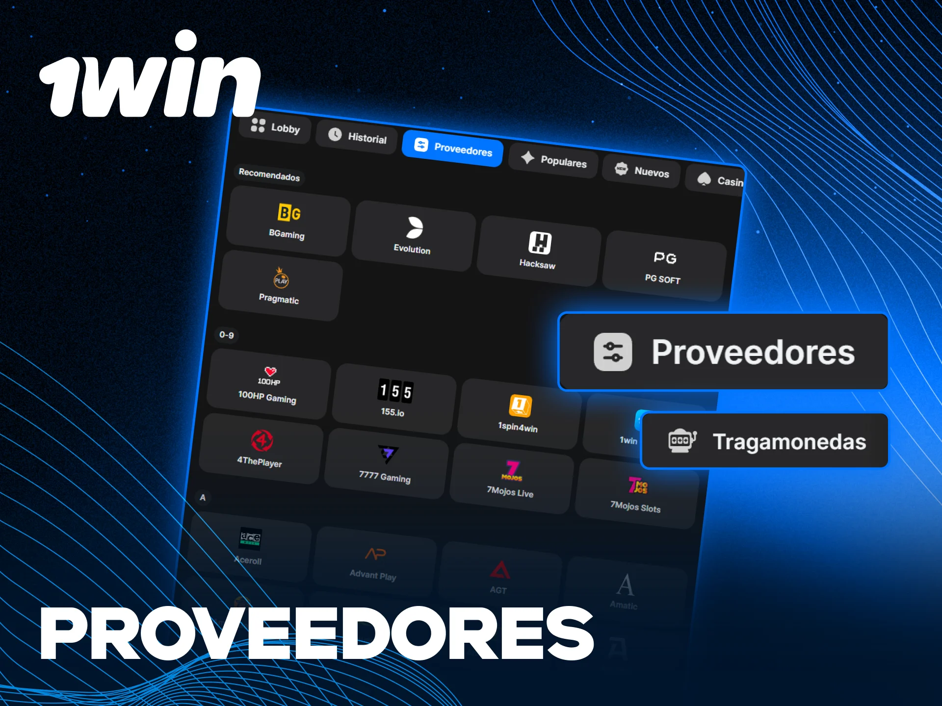 Conoce a los mejores proveedores de casino en 1win.