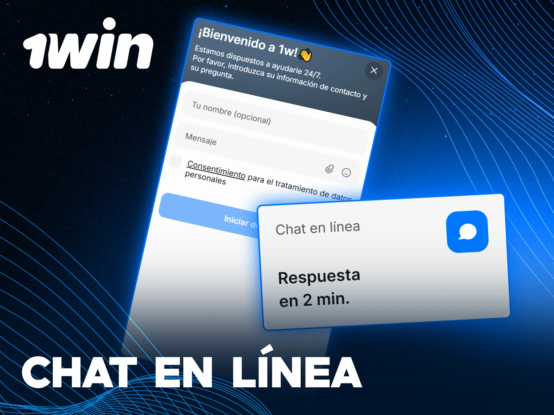 Inicie una conversación en el chat en línea del soporte técnico de 1win.