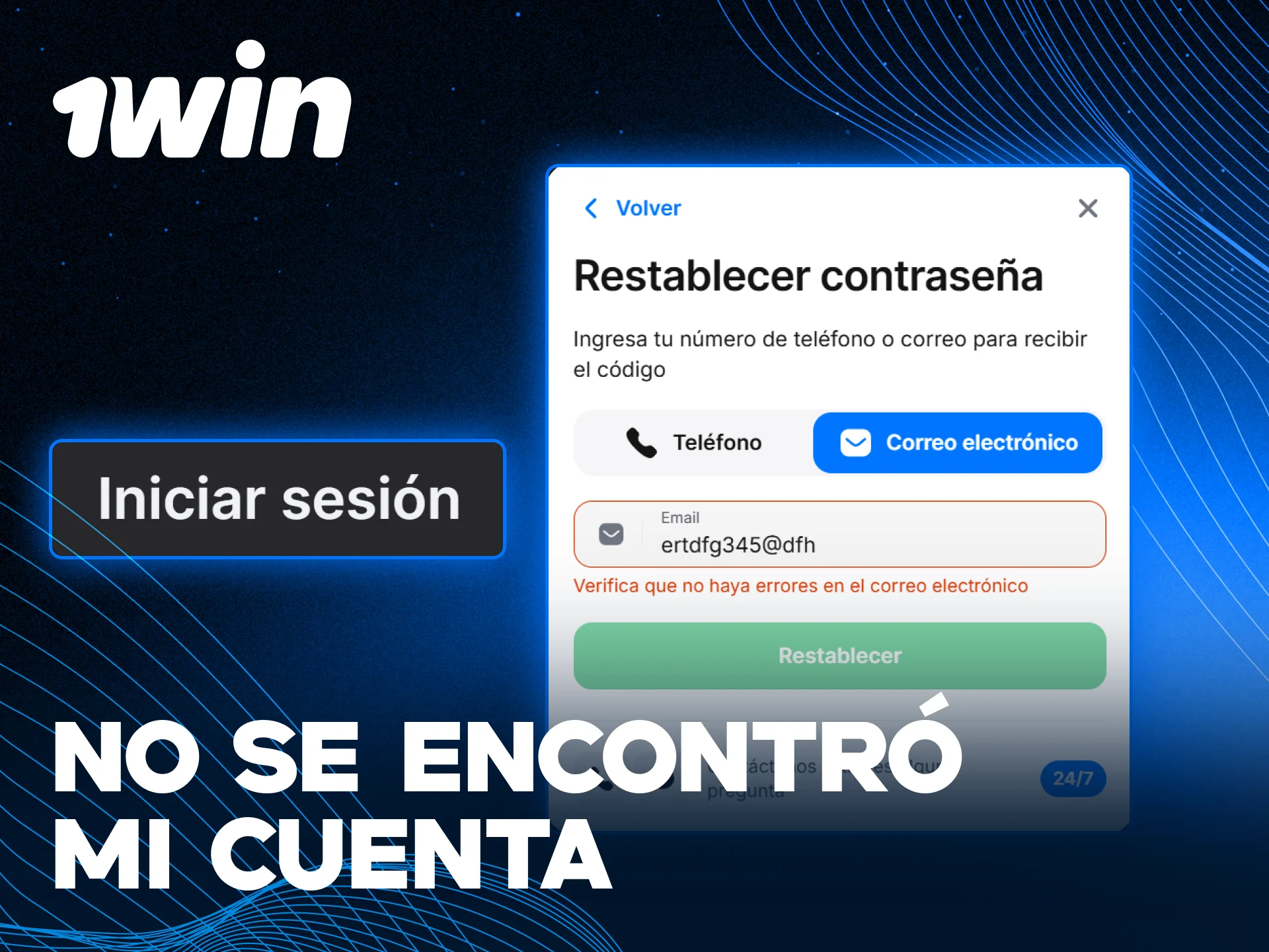 Entiende por qué el sistema no halla datos de recuperación en 1win.