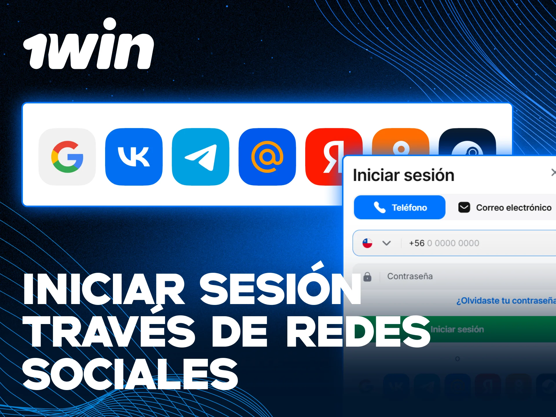 Vincula tus redes sociales para facilitar tu inicio de sesión en 1win Chile.