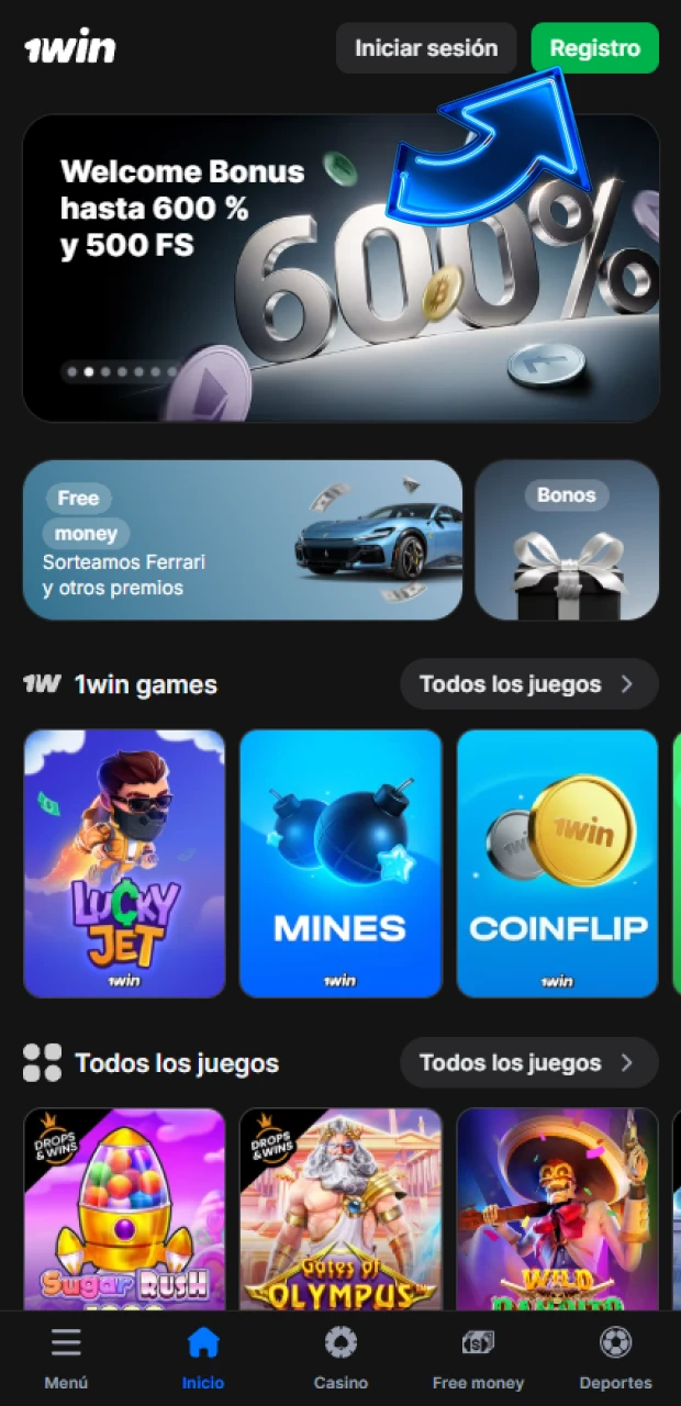 Abre el formulario para iniciar el registro en 1win de forma rápida.